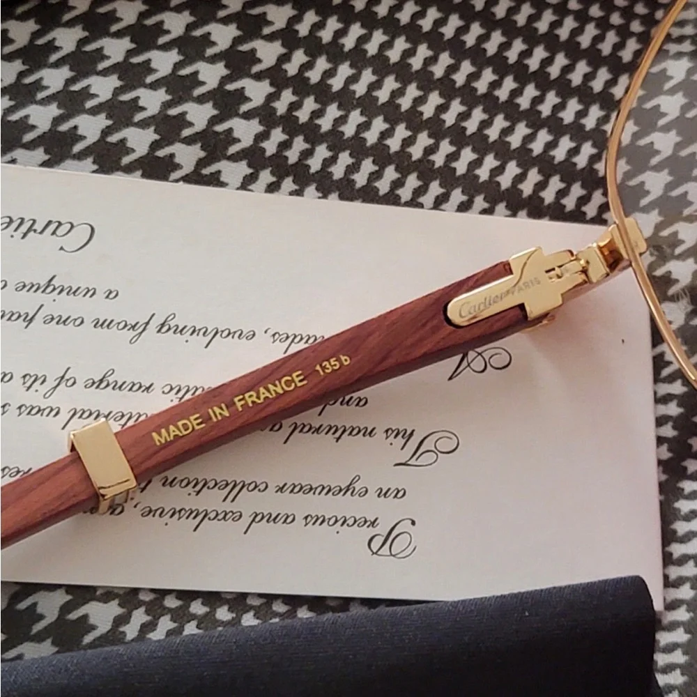 Cartier Gold and Brown Metal Eyeglasses - Picture 9 of 11